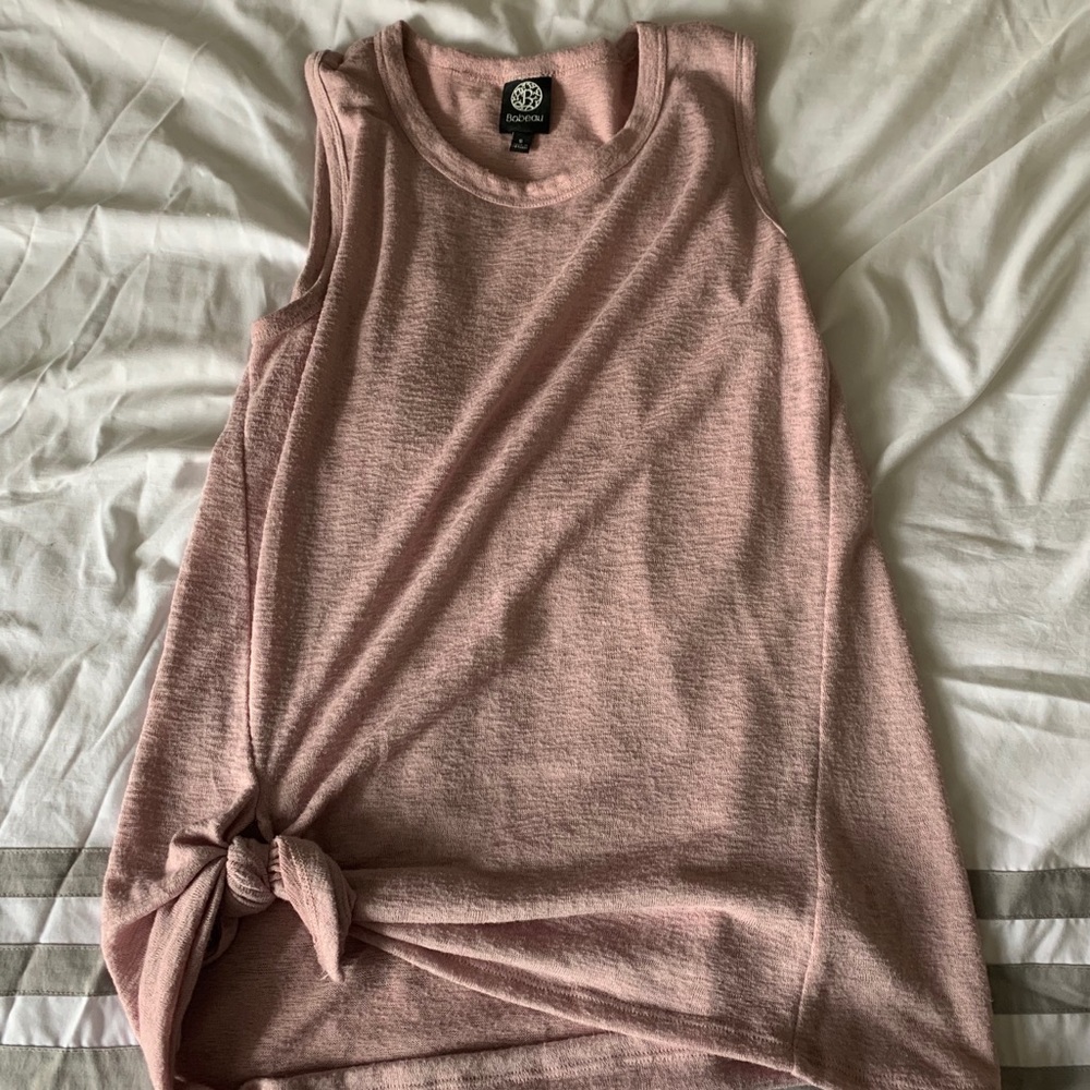 Pink tank top with tied front
